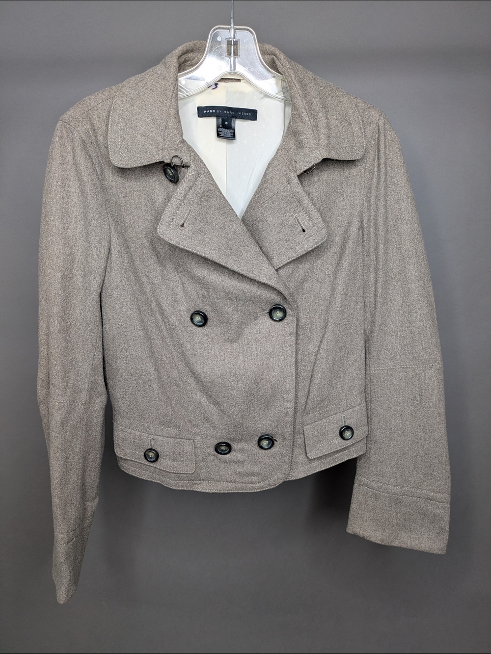 Marc by Marc Jacobs Taupe Wool Blend Double-Breasted Jacket